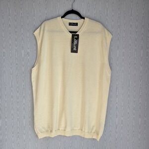 NWT Men's 3X LaVane V Neck Sweater Vest Ivory Cream Preppy Grandpa Academia